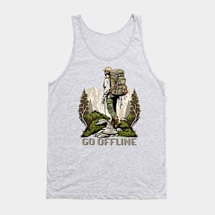 Trailblazing Adventures Go Offline Mountain Hiking Scene Tank Top